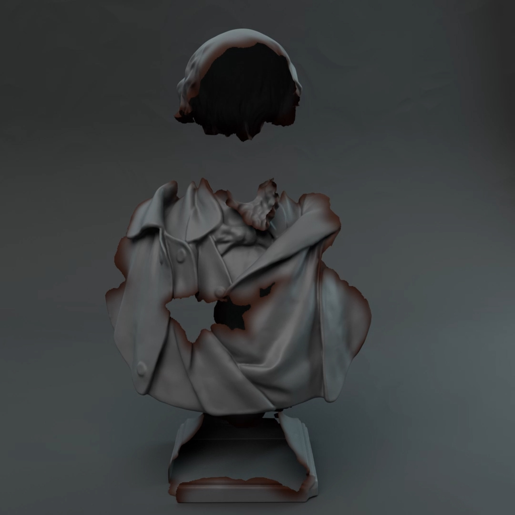 Material growth effect demonstration on a bust